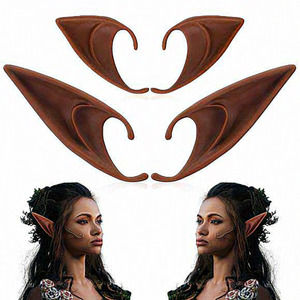2 Pairs Brown Halloween Short‎ and Long Fairy Ears Set Silicone Vampire Ears